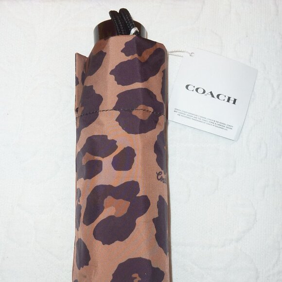 NWT Coach CC947 UV Protection Mini Umbrella In Leopard Print - Picture 4 of 4